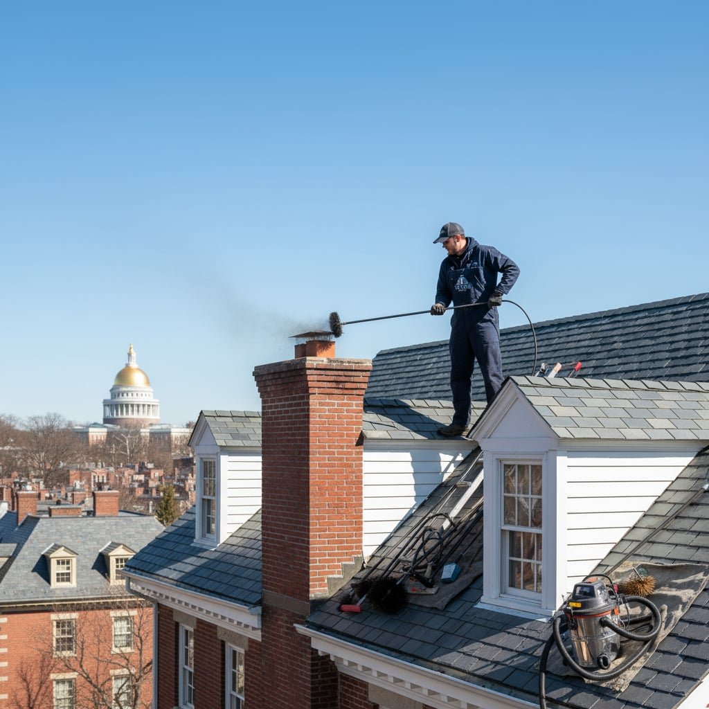 Pro Flue Chimney Sweep team working on chimney